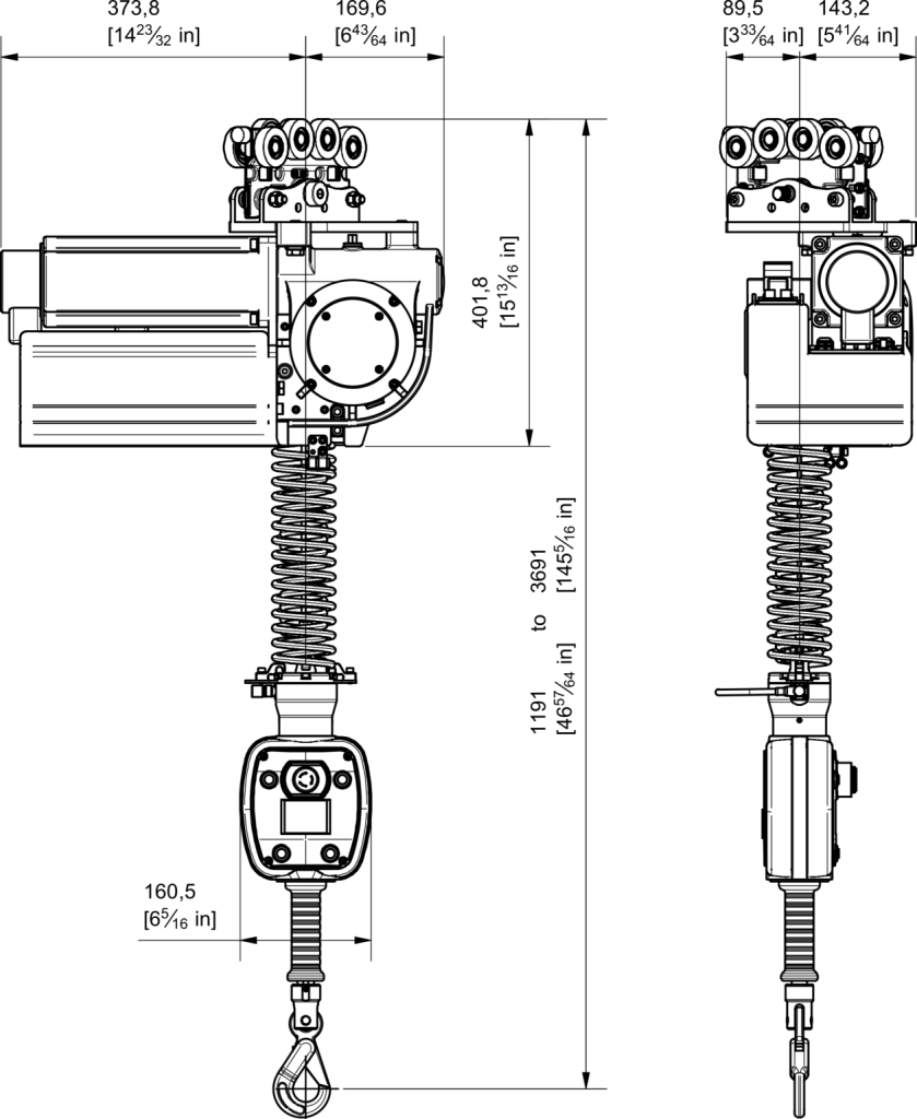 Rysunek techniczny serii 225R i 300R